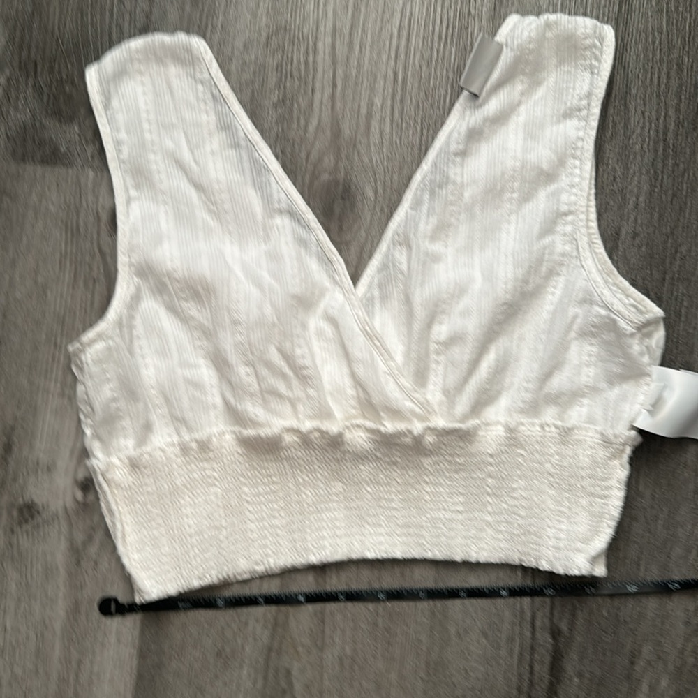 Hurley Striped Smocked Crop Top - White - Small